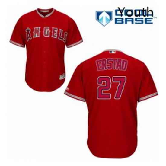 Youth Majestic Los Angeles Angels of Anaheim 27 Darin Erstad Replica Red Alternate Cool Base MLB Jersey